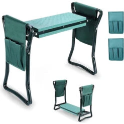 Taburete Jardín Plegable Con Bolsa De Herramientas Asiento De Jardinería Carga 150kg Para Pesca Picnic Viajes