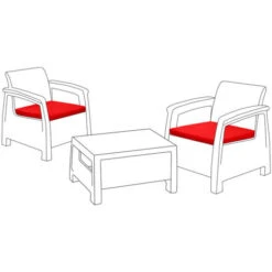 Gardenista Almohadillas De Asiento Para Exteriores Para Keter Allibert Carolina Garden Cojines Resistentes Al Agua Y Ligeros Para Muebles De Ratán De Patio, 2pc Rojo