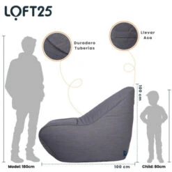 Loft 25 Adult Premium Tejido Tejido Silla De Frijoles Grandes Sala De Estar Interior 7 Loft 25 Adult Premium Tejido Tejido Silla De Frijoles Grandes Sala De Estar Interior -Elrincon del Jardin Tienda 60310682 3