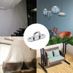 6 Piezas De Placas De Ojales Placa De Cubierta De Acero Inoxidable Placa De Mástil De 5 Mm Ganchos De Fijación Resistentes Para Ganchos De Pared Sillas Colgantes Toldo Accesorios Para Barcos, Etc. -Elrincon del Jardin Tienda 61079161 5