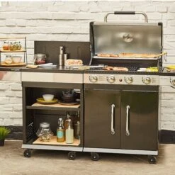 Desserte De Jardin - Noir / Inox - Module Compatible Fidji 3 Et 4 - Cuisine Extérieure - Cook'In Garden -Elrincon del Jardin Tienda 61932687 3