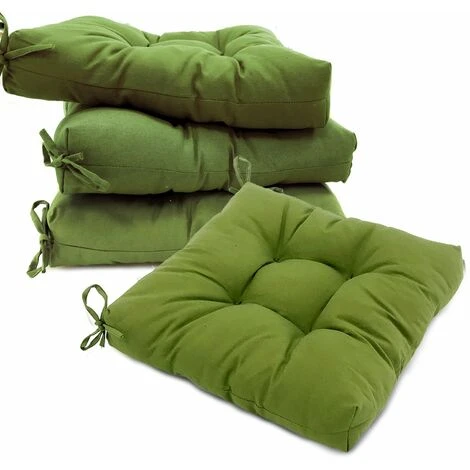 Juego De 4 Cojines Para Asiento 40x40x7cm - Verde - Cojín Suave - Efecto Tridimensional - Para Decoración 1 Juego De 4 Cojines Para Asiento 40x40x7cm - Verde - Cojín Suave - Efecto Tridimensional - Para Decoración