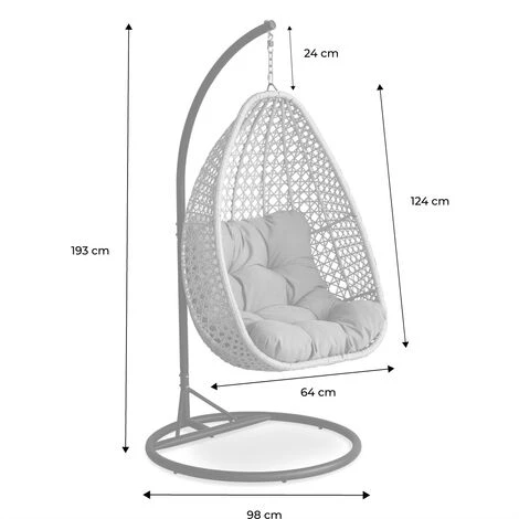 Sillón De Jardín Suspendido De Resina Trenzada Con Grueso Cojín 4 Sillón De Jardín Suspendido De Resina Trenzada Con Grueso Cojín - Imagen 4