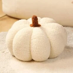 Cojín De Felpa De Calabaza, Cojín De Calabaza De Felpa Esponjosa Ultra Suave De 20 Cm, Cojín De Otoño De Halloween, Cojín De Calabaza De Decoración De Sofá (blanco)