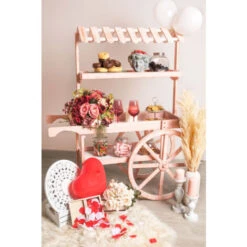 Carritos Candy Bar - Carrito Candy Bar Madera Strawberry Envejecido - Rosa Envejecido