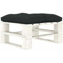 Otomana De Palés Para Jardín Madera Con Cojín Gris Antracita