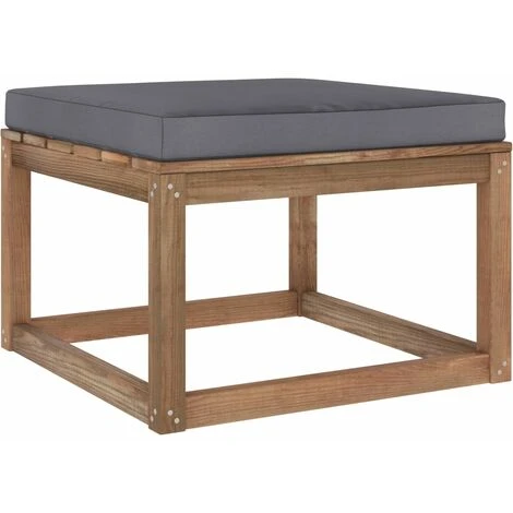 Reposapiés De Jardín Con Cojín Gris Antracita 1 Reposapiés De Jardín Con Cojín Gris Antracita