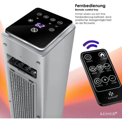 KESSER® Torre De Calefacción Radiante Calentador De Pie Infrarrojo Con Control Remoto Temporizador Efecto Chimenea, Torre De Calefacción Cerámica Ventilador Calentador De Pie De Chimenea Oscilante Gra 5 KESSER® Torre De Calefacción Radiante Calentador De Pie Infrarrojo Con Control Remoto Temporizador Efecto Chimenea, Torre De Calefacción Cerámica Ventilador Calentador De Pie De Chimenea Oscilante Gra - Imagen 5