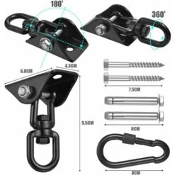 Kit Para Colgar Hamacas, Capacidad De 500 Kg, Resistente, Giratorio En 360°, Adecuado Para Colgar Hamacas, Yoga Aéreo, Sacos De Arena Para Boxeo, Columpio, Etc. -Elrincon del Jardin Tienda 75291583 3