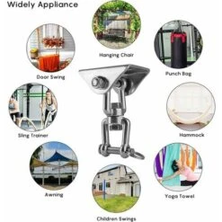 Innovador Gancho De Techo Con Acero Inoxidable 304 Capacidad 500KG Rotación 360°, Suspensión Para Conjuntos De Madera De Concreto, Silla Colgante, Lámpara Colgante, Hamaca, Yoga, Con 4 Tornillos De Fi -Elrincon del Jardin Tienda 77375820 5