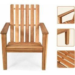 GIANTEX Silla De Jardín De Acacia, Material De Madera Maciza, Silla De Diseño, Diseño Ergonómico, Adecuada Para Balcón, Terraza Y Jardín -Elrincon del Jardin Tienda 78510741 3