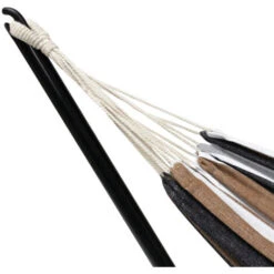 Hamaca Con Soporte Metálico Y Tela A Rayas Negras, Blancas Y Chocolate 6 Hamaca Con Soporte Metálico Y Tela A Rayas Negras, Blancas Y Chocolate -Elrincon del Jardin Tienda 81208451 3