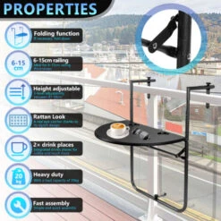 Hengda Mesa De Balcón Mesa Colgante De Balcón 60x40cm Mesa Colgante Plegable 20KG Mesa Colgante De Balcón 8 Hengda Mesa De Balcón Mesa Colgante De Balcón 60x40cm Mesa Colgante Plegable 20KG Mesa Colgante De Balcón -Elrincon del Jardin Tienda 82457874 4
