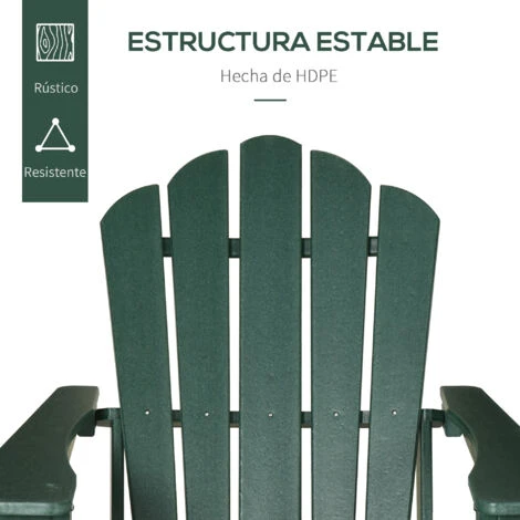Outsunny Silla Adirondack Con Reposapiés Silla De Jardín De HDPE Con Reposabrazos Y Respaldo Alto Para Terraza Balcón Carga 120 Kg 78x135x95 Cm 4 Outsunny Silla Adirondack Con Reposapiés Silla De Jardín De HDPE Con Reposabrazos Y Respaldo Alto Para Terraza Balcón Carga 120 Kg 78x135x95 Cm - Imagen 4