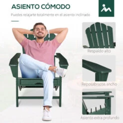Outsunny Silla Adirondack Con Reposapiés Silla De Jardín De HDPE Con Reposabrazos Y Respaldo Alto Para Terraza Balcón Carga 120 Kg 78x135x95 Cm 9 Outsunny Silla Adirondack Con Reposapiés Silla De Jardín De HDPE Con Reposabrazos Y Respaldo Alto Para Terraza Balcón Carga 120 Kg 78x135x95 Cm -Elrincon del Jardin Tienda 82684152 5
