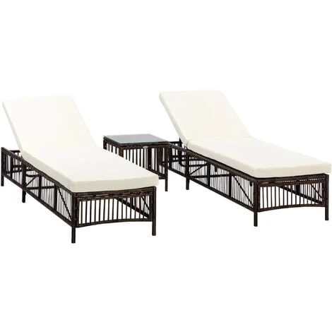 Outsunny Conjunto De 2 Tumbonas De Jardín Tumbonas De Mimbre Tejido Mesa De Tapa Vidrio Respaldo Reclinable De 5 Posiciones Cojines Suaves 196x54x32cm 1 Outsunny Conjunto De 2 Tumbonas De Jardín Tumbonas De Mimbre Tejido Mesa De Tapa Vidrio Respaldo Reclinable De 5 Posiciones Cojines Suaves 196x54x32cm