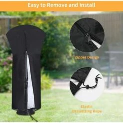 210D Cubierta De Calentador De Patio De Tela Oxford Impermeable A Prueba De Viento A Prueba De Polvo A Prueba De Nieve Cubierta De Calentador De Patio Resistente Con Bolsa De Almacenamiento Negro (226 -Elrincon del Jardin Tienda 85661147 4