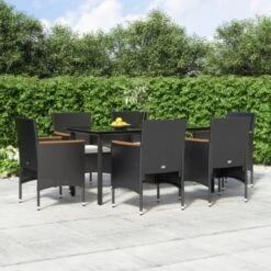 Juego De Comedor De Jardín 7 Piezas Con Cojines Negro VidaXL -Elrincon del Jardin Tienda 86429532 2