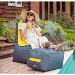 Gardenista - Puf Escabel Grande Para Uso En Interiores Y Exteriores Suave Y Cómodo Bolsa De Frijoles Resistente Al Agua Para Jardín Y Piscina, Oro De Oro -Elrincon del Jardin Tienda 86861164 4