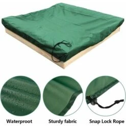 RHAFAYRE Funda Arenero 150x150 Cm Funda Impermeable Protección UV 70% Protección Para Arenero Oxford Con Cordón, Verde (150x150 Cm) -Elrincon del Jardin Tienda 87204877 4