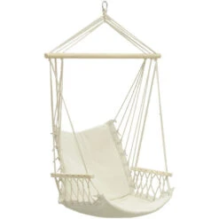 Silla Hamaca De Algodón Y Madera