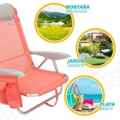 Pack Ahorro 2 Sillas Playa Flamingo Multiposición C/cojín Y Bolsillo 51x45x76 Cm Aktive 9 Pack Ahorro 2 Sillas Playa Flamingo Multiposición C/cojín Y Bolsillo 51x45x76 Cm Aktive -Elrincon del Jardin Tienda 90395866 5