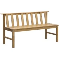 Outsunny Banco De Jardín De 3 Plazas Banco Exterior De Madera Con Respaldo De Listones Para Terraza Patio Balcón Carga 360 Kg 144x60x77 Cm Natural