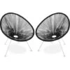 Pack Silla Acapulco X2 - Patas Blancas - Nueva Edición Negro - Acero, Mimbre Sintético
