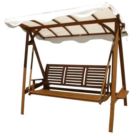 Balancín Columpio De 3 Plazas Jardín Madera Con Techo 2 Balancín Columpio De 3 Plazas Jardín Madera Con Techo - Imagen 2