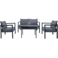Conjunto De Muebles De Jardín De Metal Emma - Gris - 4 Plazas