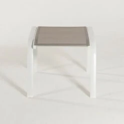 Pack 2 Reposapies De Exterior Apilables, Medidas 57x52x45 Cm, Aluminio Blanco Y Textilene Taupé -Elrincon del Jardin Tienda 94402955 3