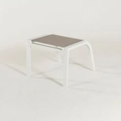 Pack 2 Reposapies De Exterior Apilables, Medidas 57x52x45 Cm, Aluminio Blanco Y Textilene Taupé -Elrincon del Jardin Tienda 94402955 5