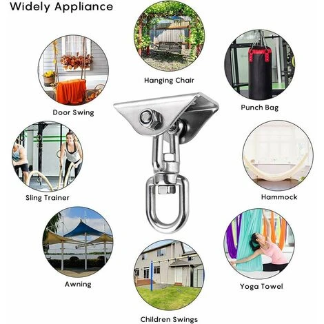 Innovador Gancho De Techo Con Acero Inoxidable 304, Capacidad De 500 Kg, Rotación De 360°, Suspensión Para Conjuntos De Hormigón, Silla Colgante, Lámpara Colgante, Hamaca, Yoga, Con 4 Tornillos De Fij 5 Innovador Gancho De Techo Con Acero Inoxidable 304, Capacidad De 500 Kg, Rotación De 360°, Suspensión Para Conjuntos De Hormigón, Silla Colgante, Lámpara Colgante, Hamaca, Yoga, Con 4 Tornillos De Fij - Imagen 5
