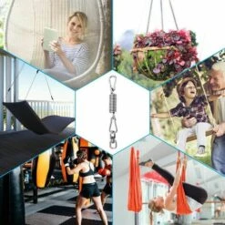 Gancho De Techo, Resorte De Acero Capacidad De 250 Kg Gancho De Montaje En Pared De Techo De Acero Inoxidable 304 Resistente Con Dos Mosquetones Para Colgar Hamaca Silla Colgante, 8 Gancho De Techo, Resorte De Acero Capacidad De 250 Kg Gancho De Montaje En Pared De Techo De Acero Inoxidable 304 Resistente Con Dos Mosquetones Para Colgar Hamaca Silla Colgante, -Elrincon del Jardin Tienda 97405026 4