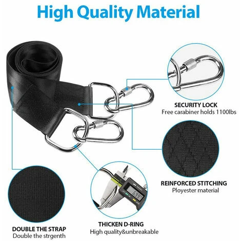 Correas Para Hamaca, Correa Para Columpio Colgante, Cojín Más Grueso Ultrarresistente, Dos Ganchos 3 Correas Para Hamaca, Correa Para Columpio Colgante, Cojín Más Grueso Ultrarresistente, Dos Ganchos - Imagen 3