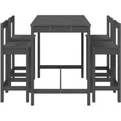 Set De Mesa Y Taburetes Altos Jardín 5 Piezas Madera Pino Gris VidaXL -Elrincon del Jardin Tienda 98099088 5