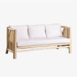 Sofá De 3 Plazas De Jardín En Madera De Teca Narel SKLUM Marrón Madera Natural